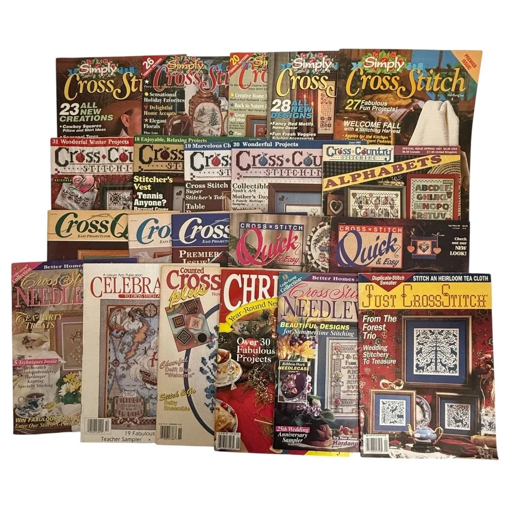 Vintage Cross Stitch Magazine Lot of  21 Patterns Set Premier Issue Christmas